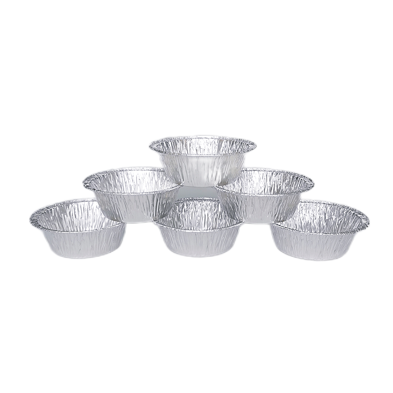 Envase redondo pequeño del papel de aluminio de la taza de la tarta de huevo de 4,3 pulgadas