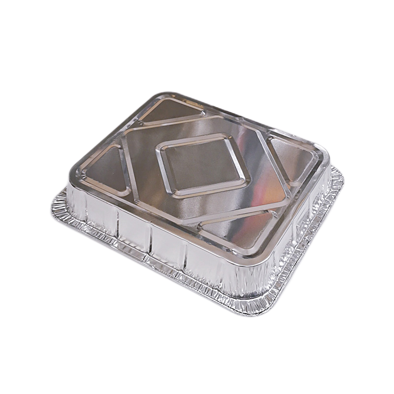 Bandeja de comida desechable cuadrada mediana de papel de aluminio