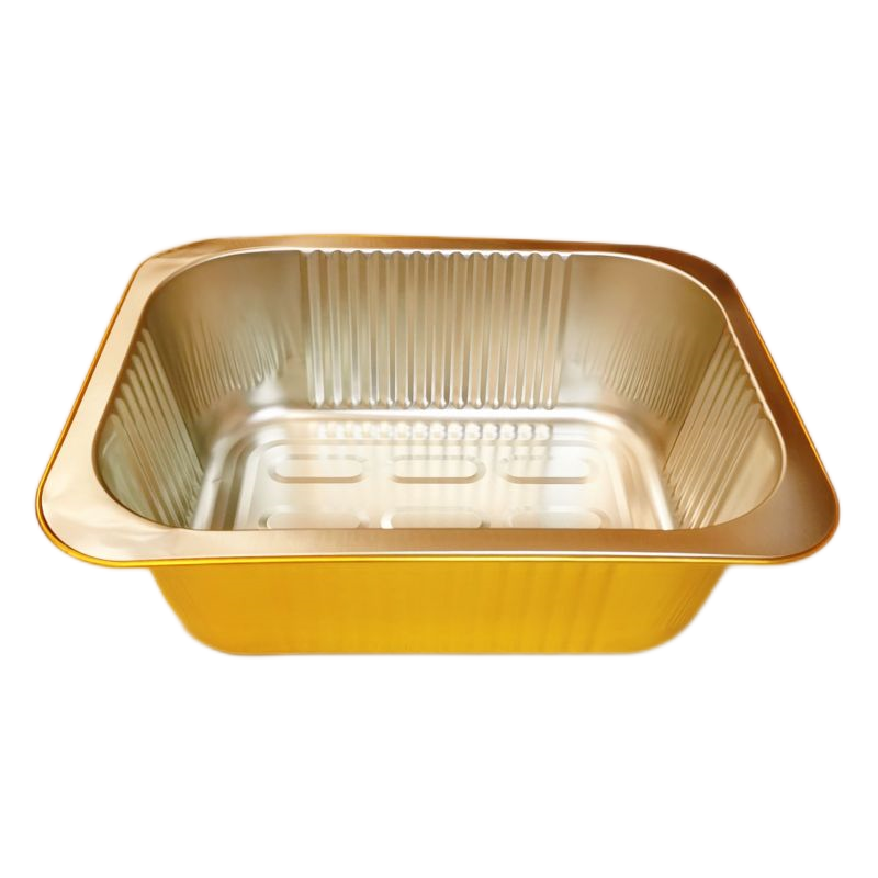 Bandeja de aluminio desechable sellada en oro de 1800 ml