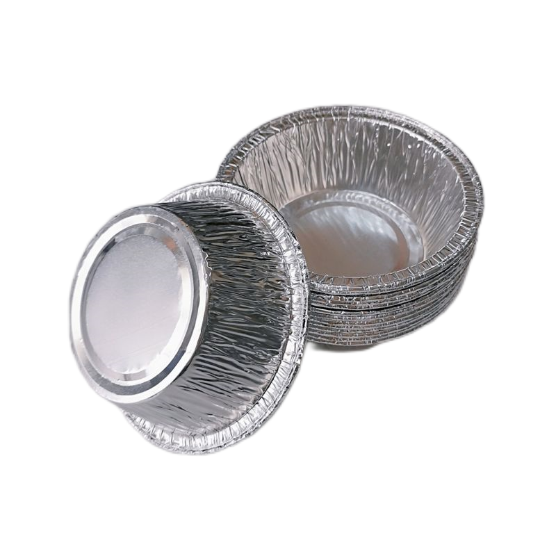 Envase redondo pequeño del papel de aluminio de la taza de la tarta de huevo de 4,3 pulgadas