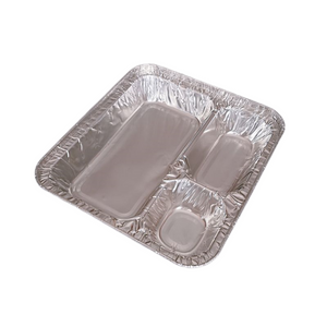 Contenedores de aluminio desechables de 3 compatibilidad con cubiertas a juego
