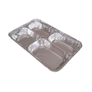 Cacerola rectangular de papel de aluminio de calidad alimentaria de cuatro rejillas de 820 ml