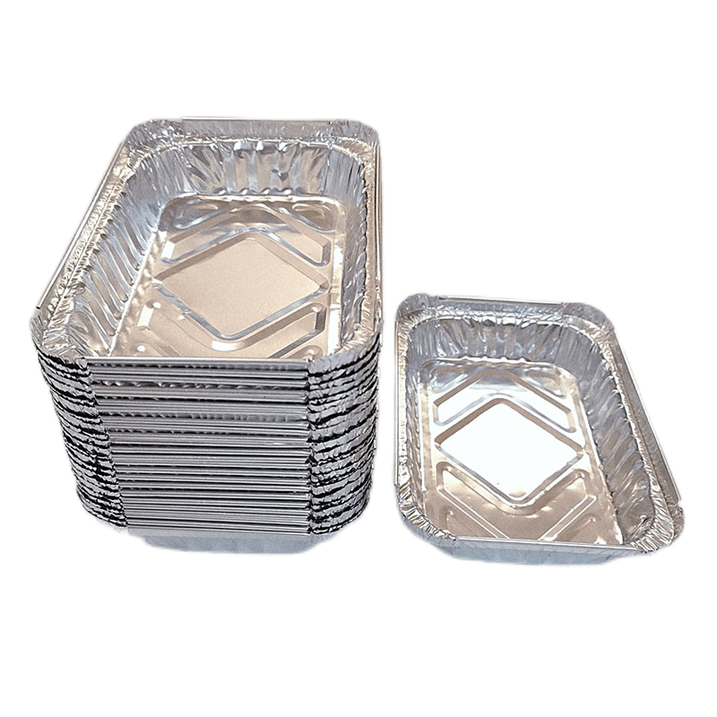 Recipiente rectangular pequeño de papel de aluminio de 670 ml con tapa