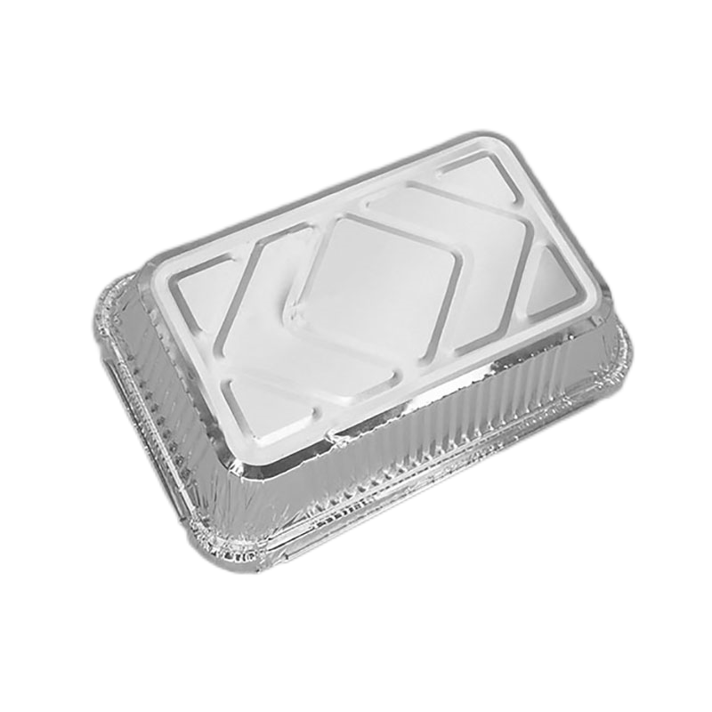 Bandeja para hornear de papel de aluminio cubierta rectangular pequeña de 750 ml