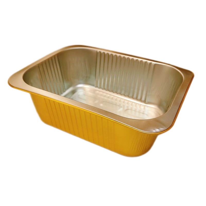 Bandeja de aluminio desechable sellada en oro de 1800 ml