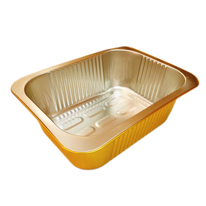 Bandeja de aluminio desechable sellada en oro de 1800 ml