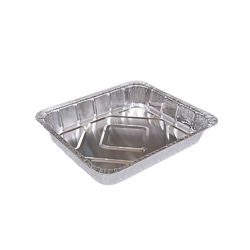 Bandeja de comida desechable cuadrada mediana de papel de aluminio