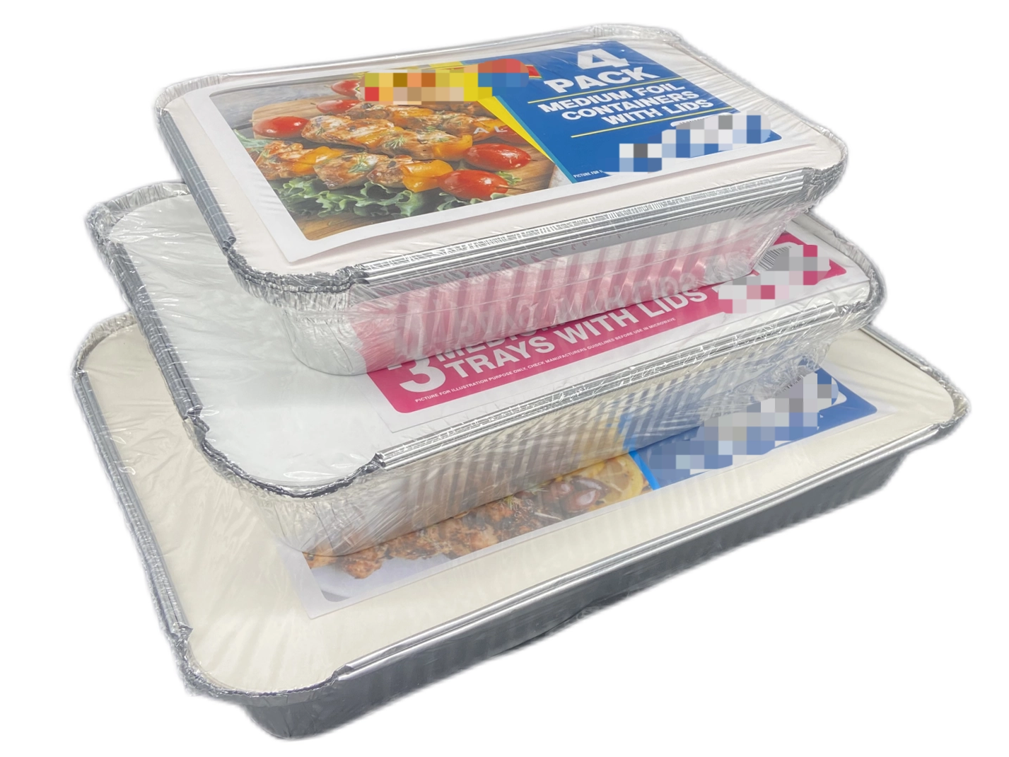 Contenedores de comida para llevar de aluminio con tapas seguras