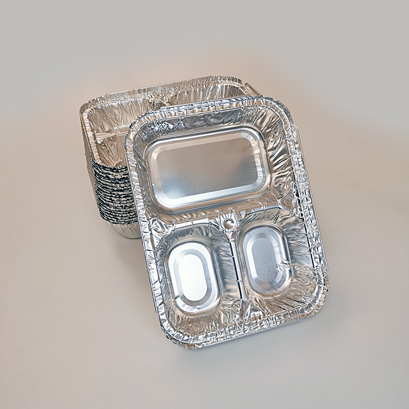 Sartenes de papel de aluminio de 3 compartimentos