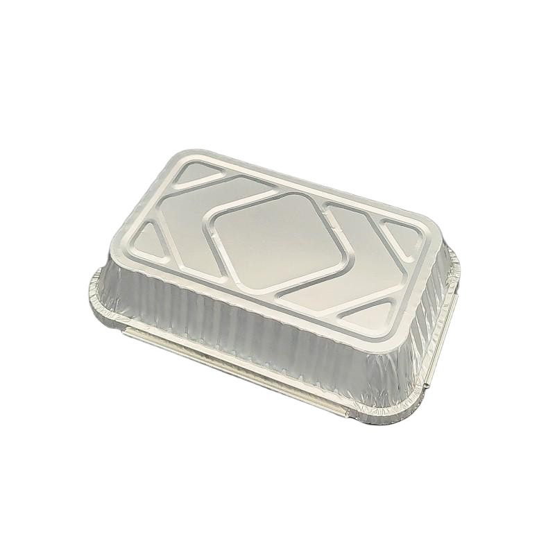Contenedores de comida para llevar de aluminio con tapas seguras