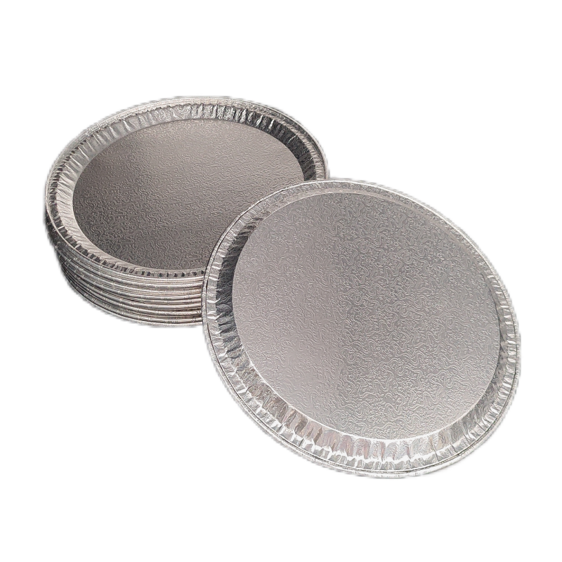 Bandeja para catering con placa de papel de aluminio en relieve redonda de 9 pulgadas