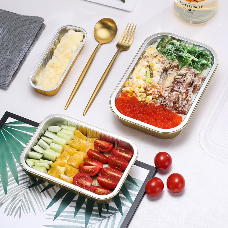 Cacerola para llevar disponible de los cubiertos lacrables de la hoja del oro 1050ml