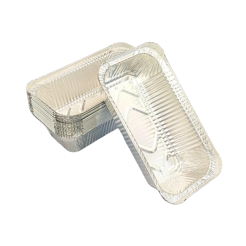 Vajilla de aluminio rectangular de 850 ml con tapa de papel