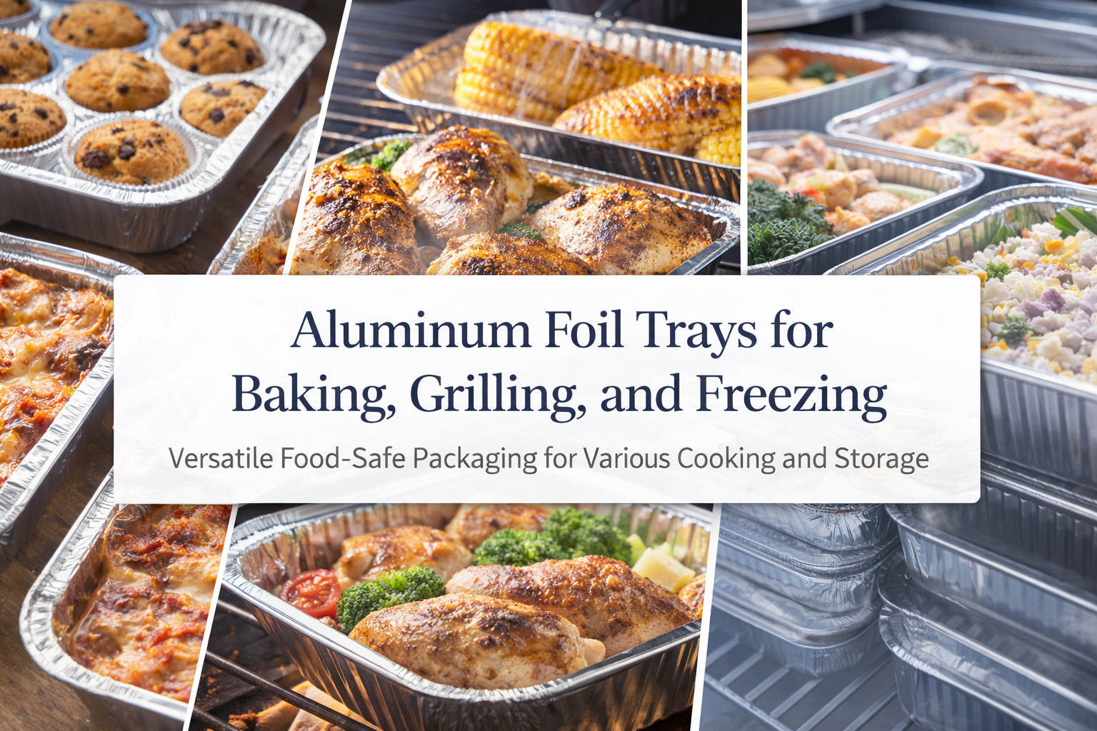 Bandejas de papel de aluminio para hornear, asar y congelar