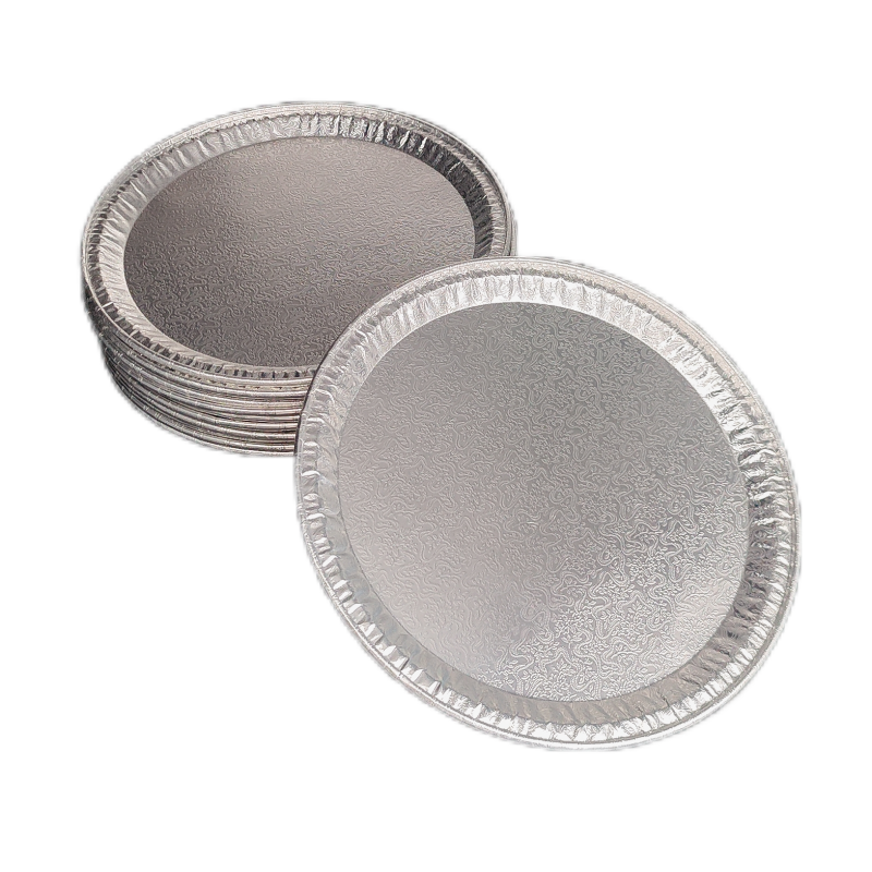 Bandeja para catering con placa de papel de aluminio en relieve redonda de 9 pulgadas