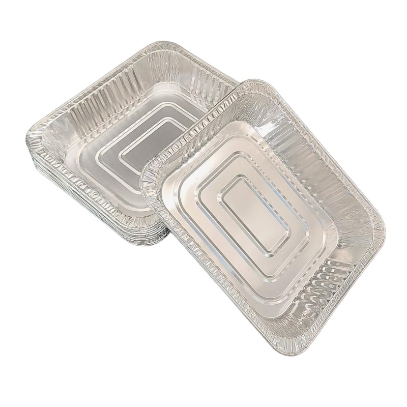 Plato de comida asada de aluminio extra grande de 3200 ml con tapa