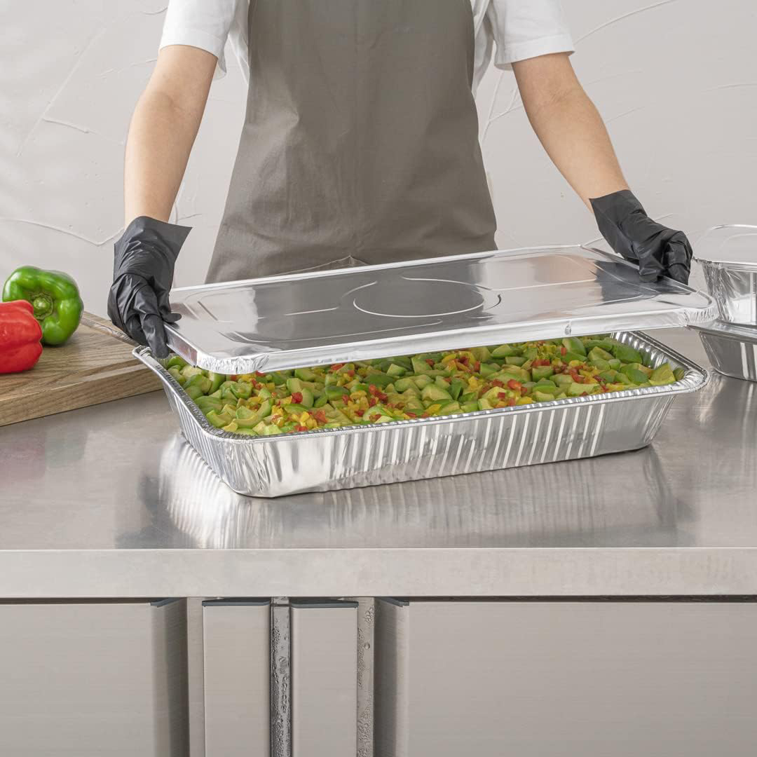 Bandeja de horno de aluminio de aluminio extra grande de 6500 ml con tapa, duradero