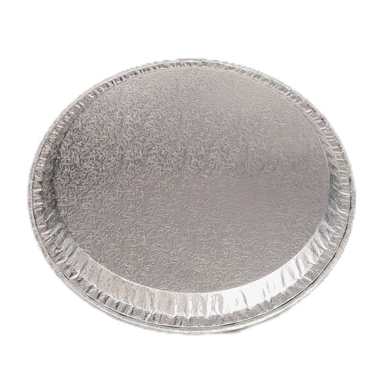 Bandeja para catering con placa de papel de aluminio en relieve redonda de 9 pulgadas