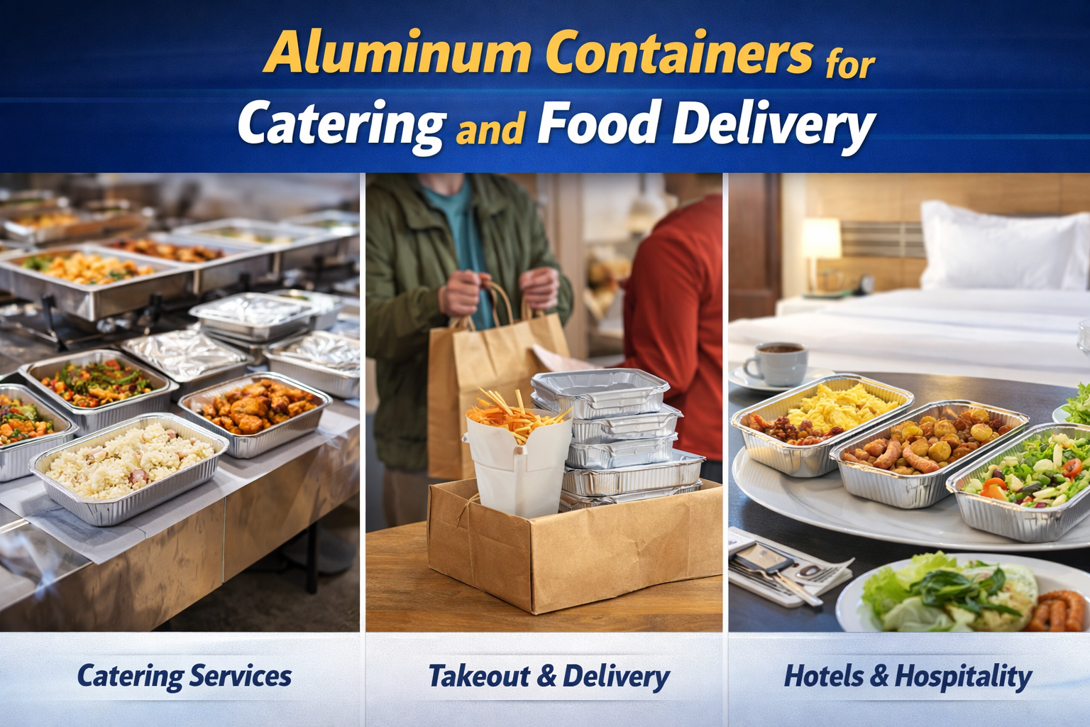 Contenedores de aluminio para catering y entrega de alimentos