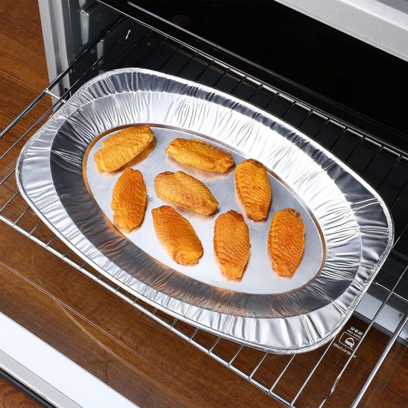 Sartén de pescado de aluminio ovalado desechable
