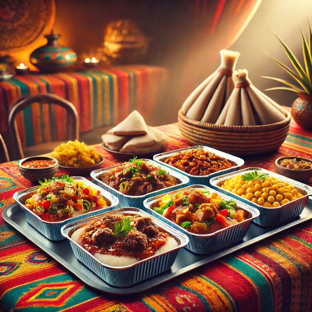 Recipientes de papel de aluminio para platos et&iacute;opes.