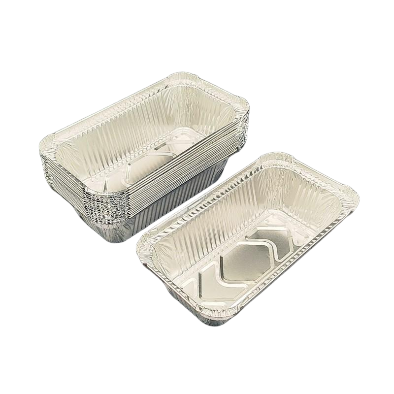 Vajilla de aluminio rectangular de 850 ml con tapa de papel