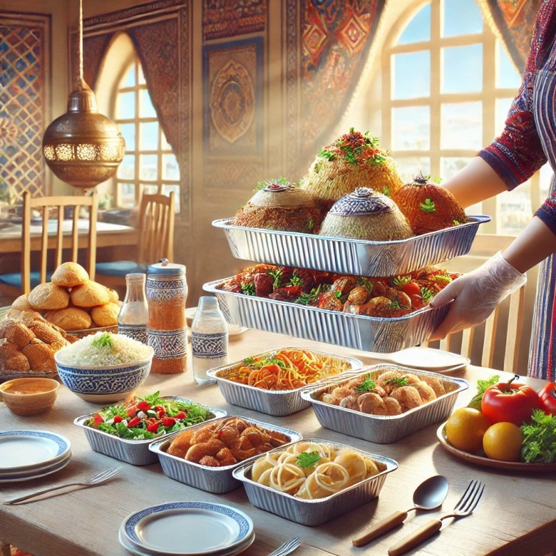 Pueblo kirgu&iacute;s utilizando contenedores de papel de aluminio