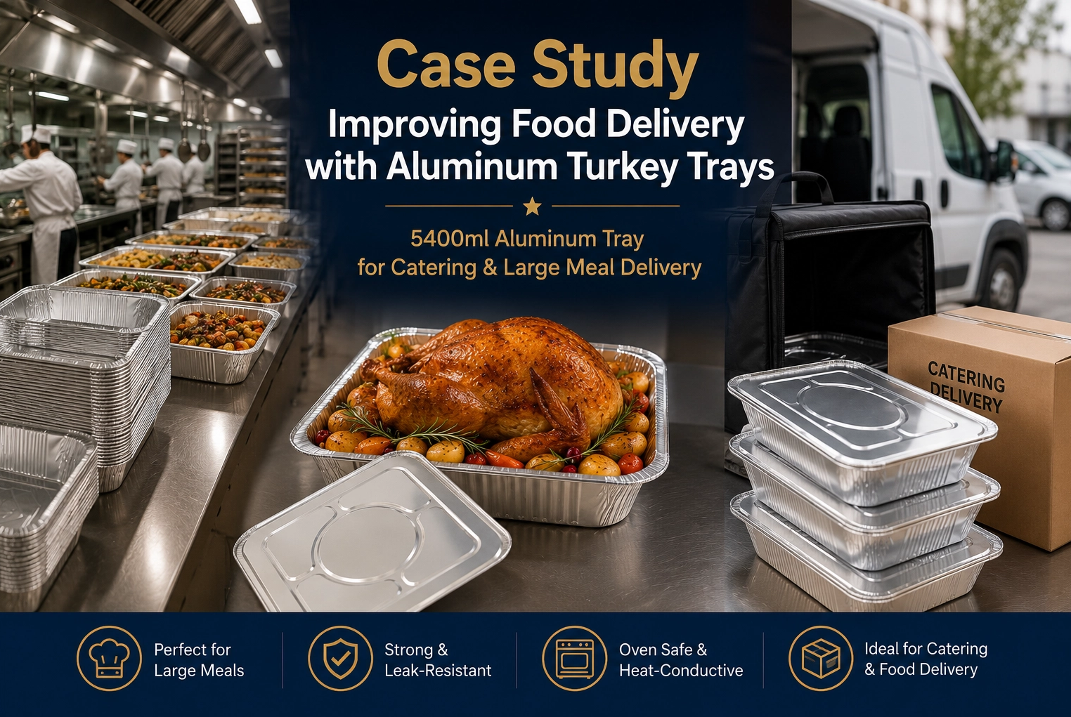 Estudio de caso: Cómo una empresa de catering europea mejoró la entrega de alimentos con bandejas de aluminio para pavo